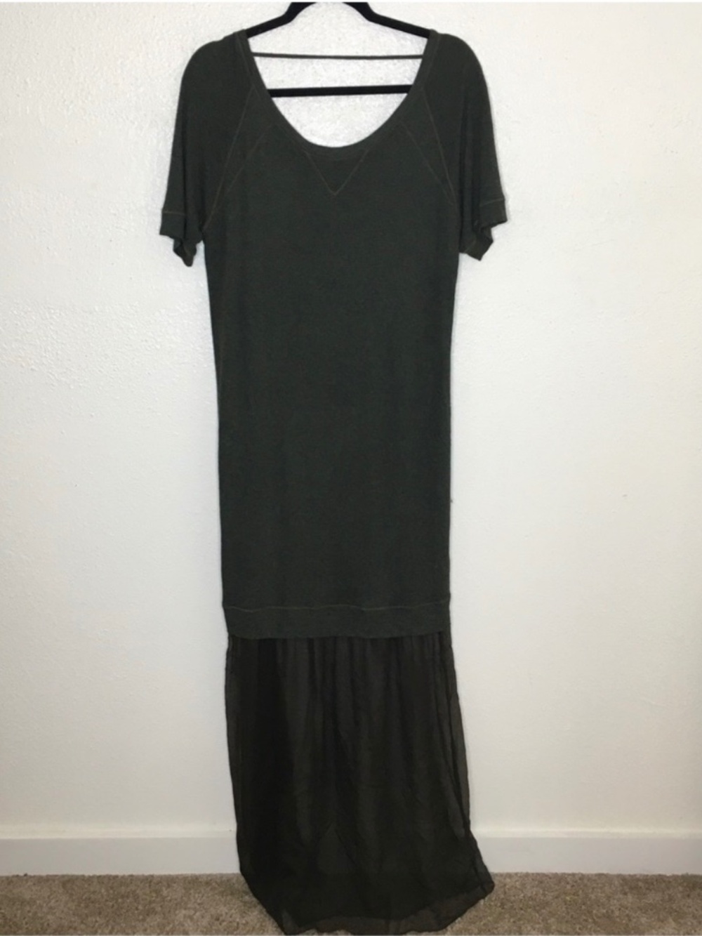 Heather Chic Stretchy Short Sleeve Maxi Dress M